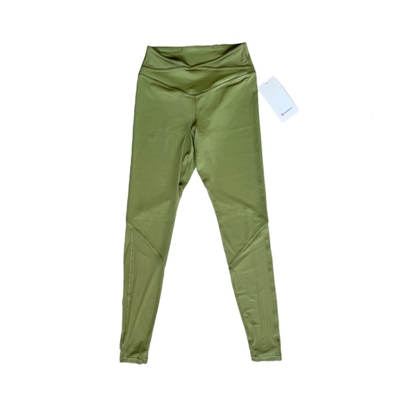 NWT Lululemon Nulu and Crisscross Mesh Stirrup Tight Leggings, Bronze Green - Picture 6 of 15